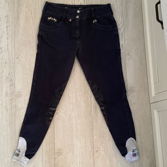 Equine Couture Pants - Equine Couture Navy Ladies’ Silicone Knee Patch Breech